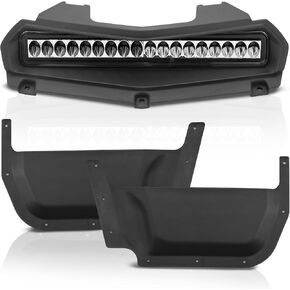 A & UTV PRO LED Hood Scoop Light & Front Door Pockets Storage for Yamaha Wolverine RMAX 2 1000 / RMAX 4 1000 2021-2024 2025, Front Auxiliary Light, Interior Seat Door Pockets Accessories, 3PCS