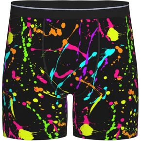 Glow In Dark Splatter Neon Men'S Boxer Briefs Soft Stretch Underwear Fashion Briefs For Men Teens