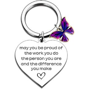 Ikacvb Thank You Gifts For Women Unique Purple Gifts For Teacher Nurse Appreciation Keychain Coworker Social Worker Gifts