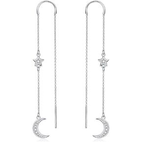 Threader Earrings Triangle Earrings Sterling Silver Created Opal Dangle Drop Long Chain Earring for Women Thread Earrings