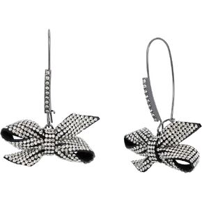 Betsey Johnson Womens Pavé Bow Dangle Earrings