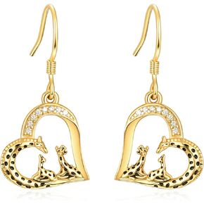 TANGPOET Giraffe Gifts for Women Mom Her 925 Sterling Silver Giraffe Dangle Drop Earrings Hypoallergenic Giraffe Jewelry Gifts for Birthday Anniversary Mothers Day Valentines Christmas
