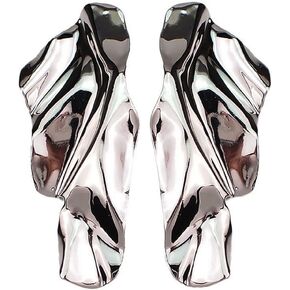 Statement Geometric Texture Hammered Earrings for Women Unisex,Large Fashion Irregular Minimalism Metal Simple Modern Earrings,Rectangle Large Lightweight Leaf Earrings Trendy Jewley