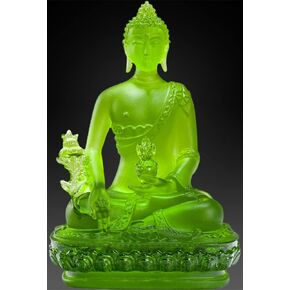 Houlu Tibetan Medicine Buddha Statue, 4.13 in Liuli Crystal Healing Buddha Figurine for Health (Yellow)