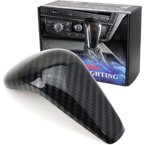 iJDMTOY Glossy Black Carbon Fiber Pattern Shift Knob Cover Shell Compatible with Audi 2016-2018 A6 S6 A7 S7 RS7, etc