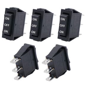Twidec/5Pcs Rocker Switch 3 Pins 3 Position ON/Off/ON AC 6A/125V 10A/250V SPDT Car Boat Black Rocker Switch Toggle KCD3-103-ON-OFF-ON