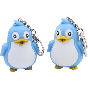 PRETYZOOM LED Light Penguin Keychains Luminous Animal Key Holder Light Up Penguin with Sound Keyring Kids Birthday Gifts 2Pcs
