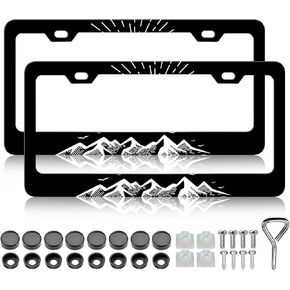 Cute Cat License Plate Frame - 2 PCS Funny Cute Cat License Plate Holder, Stainless Steel Rust-Proof Auto Parts License Plate Cover Decoration for Standard Us 12x6 Inch