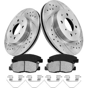 Anpulsero Brake Pads And Rotors Kit Front Compatible with 1996-2005 Honda Civic, 2010-2014 Insight, Automotive Replacement Brake Kits 3295 D1578-8791 Drilled And Slotted Rotors 262mm(10.3in)