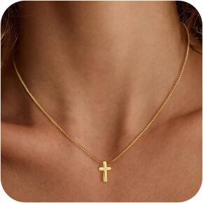 Cross Necklace for Women Silver/Gold Plated Cross Necklace Dainty Small Cross Pendant Necklace Minimalist Cross Chain Choker Jewelry