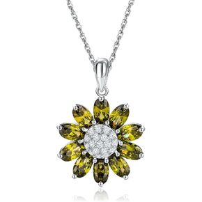 Dainty Sunflower Necklace 925 Sterling Silver White Gold Plated Leaf Clover Pendant Necklaces for Women Teen Girls Fashion Jewelry
