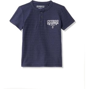 GUESS Boys' Organic Cotton Jacquard Henley