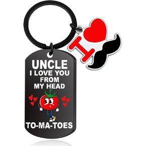 Funny Uncle Gifts for Fathers Day from Niece Best Uncle ever Gifts from Nephew Positive Tomato Ornament Gift for Tomatoes Lover Gag Gift for Men Cool Uncles Birthday Keychain