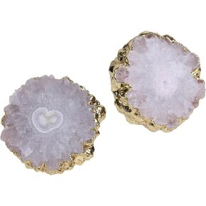 أقراط Nupuyai Druzy كريستال كوارتز الجيود للنساء، أقراط حجرية in Kuwait