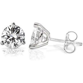 Kobelli 2 CTW Classic Round 6.5mm Moissanite Stud Earrings in 14K Gold