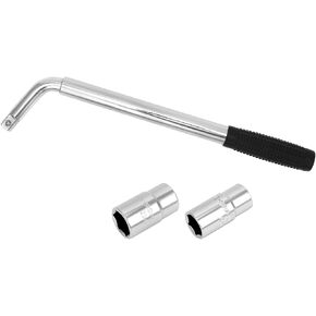 QWORK Telescoping Lug Wrench Extendable Wheel Brace, 1/2 Inch Drive, Super-Strong Chrome Carbon Steel, 17/19mm & 21/23mm Sockets, Ergonomic Non-Slip Handle