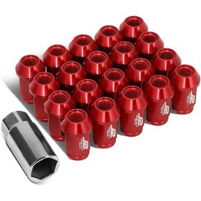 J2 Engineering 7075 Aluminum Black M12 x 1.5 20Pcs L: 40mm Open End Lug Nut w/Socket Adapter