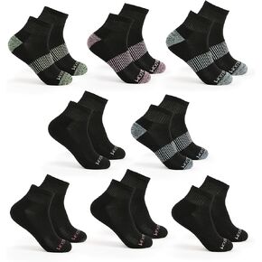 جوارب Fruit of the Loom للكاحل للنساء - 8 أزواج، دعم للقوس، مبطنة ناعمة، جوارب رياضية ربع سنوية قابلة للتنفس مقاس 4-10 in Kuwait