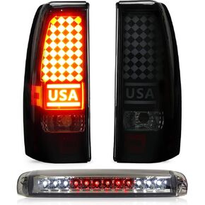 Taillight + 3rd Brake Cargo Lamp for Chevy Silverado 1500 2500 03-06, GMC Sierra 1500 2500 3500 & 1500 2500 HD 04-06, 1500 3500 Classic & 1500 2500 HD Classic 07, Third High Mount Stop Light, 19169005