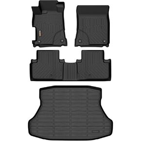 Binmotor-All Weather Car Floor Mats and Cargo Liner Set for 2013-2022 Acura ILX,2 Rows with Cargo Mat Set,TPE Rubber Liners for Acura ILX Accessories Mats Trunk Mat-Black