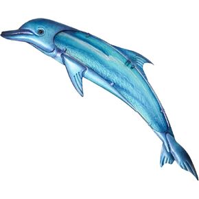 LIFFY Metal Mahi Wall Art Indoor Outdoor Metal Fish Wall Decor Fish Wall Hanging Decorative Ornaments Metal and Glass Nautical Theme Home Wall Decorations for Office,Pool,Bathroom - 36 Inches Long