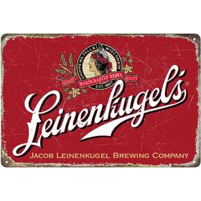 mokarier Leinenkugols Decorative Metal Tin Signs Cafe Beer Bar Decoration Plat 12"X8" Inches Wall Art Plaque Vintage Home Decor (red)