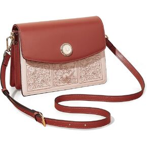 FOXLOVER Embroidery Crossbody Bags for Women Medium Size Designer Leather Purses 2 Shoulder Straps Included