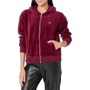 Tommy Hilfiger Women's Casual Front Pockets Velour Full Zip Hoodie