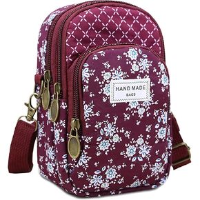 Small Crossbody Bag for Women Floral Cell Phone Purse Wallet Mini Shoulder Handbag Ladies Canvas Coin Pouch