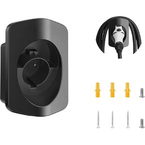 Level 2 EV Charger Holder with Screws Wall Mount - J1772 Holder, EV Cable Organizer, Electric Car Plug Nozzle Holster for SAE J1772 Connectors (Indoor/Outdoor Use)-Black