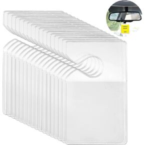 50 Pcs Clear Parking Permit Holder Parking Pass Holder Rearview Mirror Hanger Parking Permit Card Holder for Car Rear View Mirror