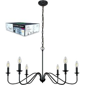 Farmhouse Chandeliers-6 Light 36 inches-Modern Metal Apply to Chandeliers for Dining Room Lighting,Living Room,Bedroom,Foyer