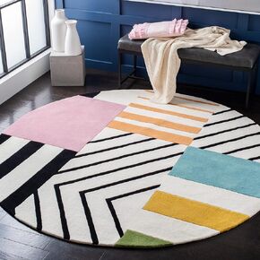 SAFAVIEH Fifth Avenue Collection 2'3" x 7' Ivory/Black FTV122A Handmade Mid-Century Modern Abstract Premium New Zealand Wool Entryway Hallway Bedroom Foyer Accent Runner Rug