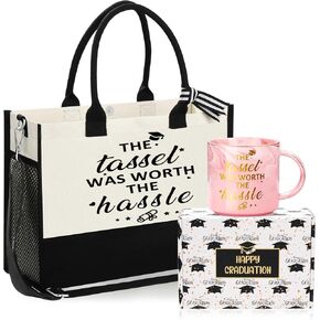 Now Hotter by One Degree Graduation Gift for Daughter from Mom Dad Class of 2024 Grad Gift Tote Bag Pink Marble Coffee Mug with Graduation Gift Box