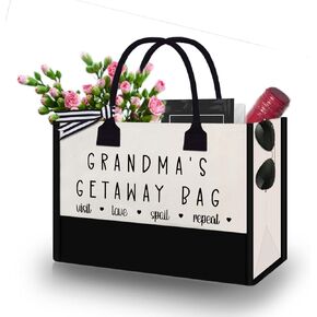 CXCC Grandma's Getaway Bag, Grandma Tote Bag, Grandma Nana Tote Bag, Grandma Gift Shopping Bag, Grandma Birthday Gift, Grandma Beach Bag