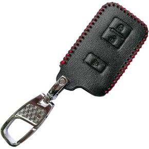 Coolbestda Leather Smart Key Fob Remote Cover Case Protector Keyless Entry Skin for 2017 2018 2019 2020 2021 Toyota Tacoma Land Cruise Prius V