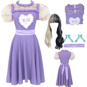 K-12 Cosplay Costume K-12 Purple Dress Uniform Suit Puff Sleeve Outfit with Earrings Bracelet