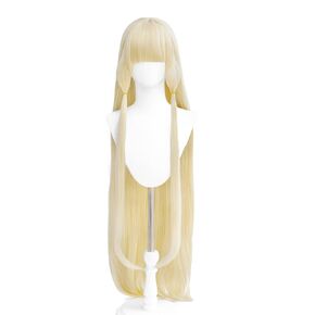 Anime Chi Wig Pale-Blonde Long Straight Party Hair Halloween Cosplay Props Accessory