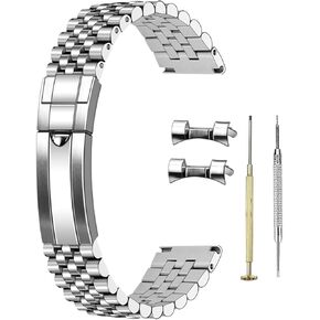 20mm 22mm Watch Band for Men Screw-In Stainless Steel Premium Metal Watch Band With Curved Lug Ends Parts Universal Replacement Strap Deployment Buckle