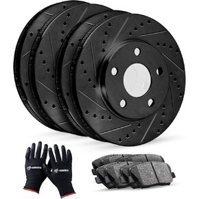 R1 Concepts Front Rear Brakes and Rotors Kit |Front Rear Brake Pads| Brake Rotors and Pads| Ceramic Brake Pads and Rotors |fits 2007-2016 Honda CR-V, 2010-2012 Acura RDX