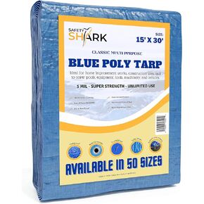 Tarps Heavy Duty Waterproof 20x40 Feet - 5 Mil Heavy Duty Tarp - Large Blue Tarp Waterproof Protection, Use As Outdoor Weatherproof Cover for Pool, Car, Patios, Leaking Roofs
