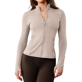 AVGO Womens Workout Jacket Lightweight Zip Up Athletic Running Jackets Long Sleeve Gym Yoga Top with Thumb Holes