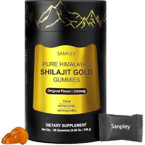 Shilajit Gummies Gold Himalayan Shilajit | Pure Himalayan Shilajit Gummies | No Added Sugar | Ashwagandha, Gokshura | Fulvic Acid & 85+Trace Minerals for Men, Women I Non-GMO I 100% Natural I 60 Gummy