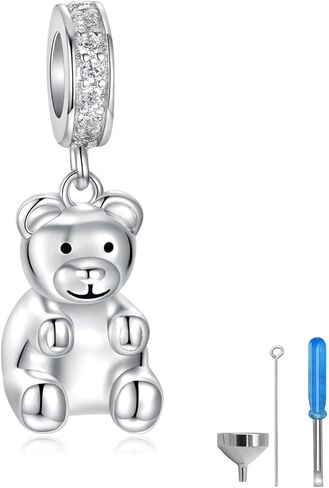 دمية دب سحر للرماد 925 الفضة الاسترليني جرة تذكارية الرماد مجوهرات للنساء سحر للأساور القلائد - هدايا لطيف للصغار in Kuwait