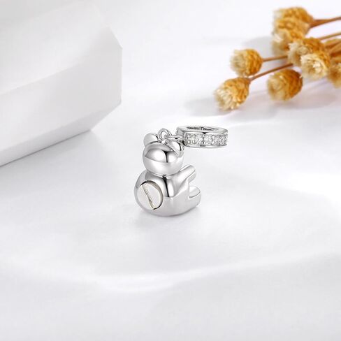 دمية دب سحر للرماد 925 الفضة الاسترليني جرة تذكارية الرماد مجوهرات للنساء سحر للأساور القلائد - هدايا لطيف للصغار in Kuwait