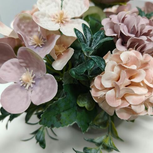 Artificial Flowers Mini Potted Plants, Antique Rose Rose Peony Hydrangea Greenery + Paper Pulp Round Vase, Small Fake Plant Potted Decor for Offices, Bookshelf, Bedroom, Living Room, Party, Wedding in Saudi Arabia
