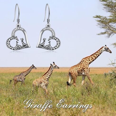TANGPOET Giraffe Gifts for Women Mom Her 925 Sterling Silver Giraffe Dangle Drop Earrings Hypoallergenic Giraffe Jewelry Gifts for Birthday Anniversary Mothers Day Valentines Christmas in Saudi Arabia
