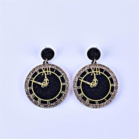 MALOYANVE Colorful Happy New Year Earrings Handmade Acrylic Glitter Star Love Heart Firework Clock Shining Pendant Dangle Earrings for Women Festive Party Lucky Jewelry Gifts in Kuwait