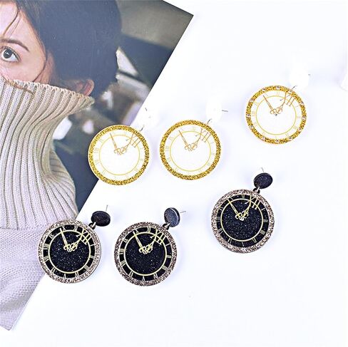 MALOYANVE Colorful Happy New Year Earrings Handmade Acrylic Glitter Star Love Heart Firework Clock Shining Pendant Dangle Earrings for Women Festive Party Lucky Jewelry Gifts in Kuwait