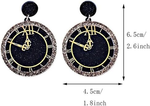 MALOYANVE Colorful Happy New Year Earrings Handmade Acrylic Glitter Star Love Heart Firework Clock Shining Pendant Dangle Earrings for Women Festive Party Lucky Jewelry Gifts in Kuwait